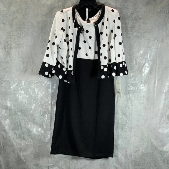 NY Collection Dresses & Skirts - NY COLLECTION Women's Katlyn Polka Dot 2-Piece 3/4 Sleeve Jacket Dress Set SZ 10